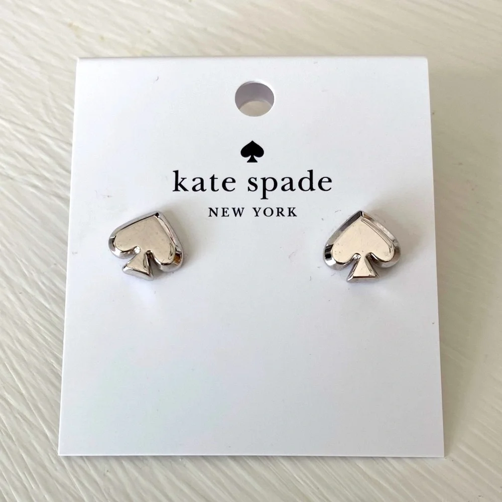 Kate Spade Silver Everyday Spade Stud Earrings with Dust Bag